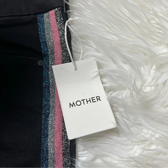 New MOTHER Denim High Waist Looker Ankle Fray Skinny Jeans Guilty Glitter Racer - Picture 9 of 15